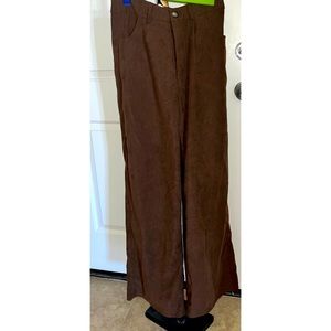 SHEIN NWOT brown suede like pants. Medium 6 wide leg